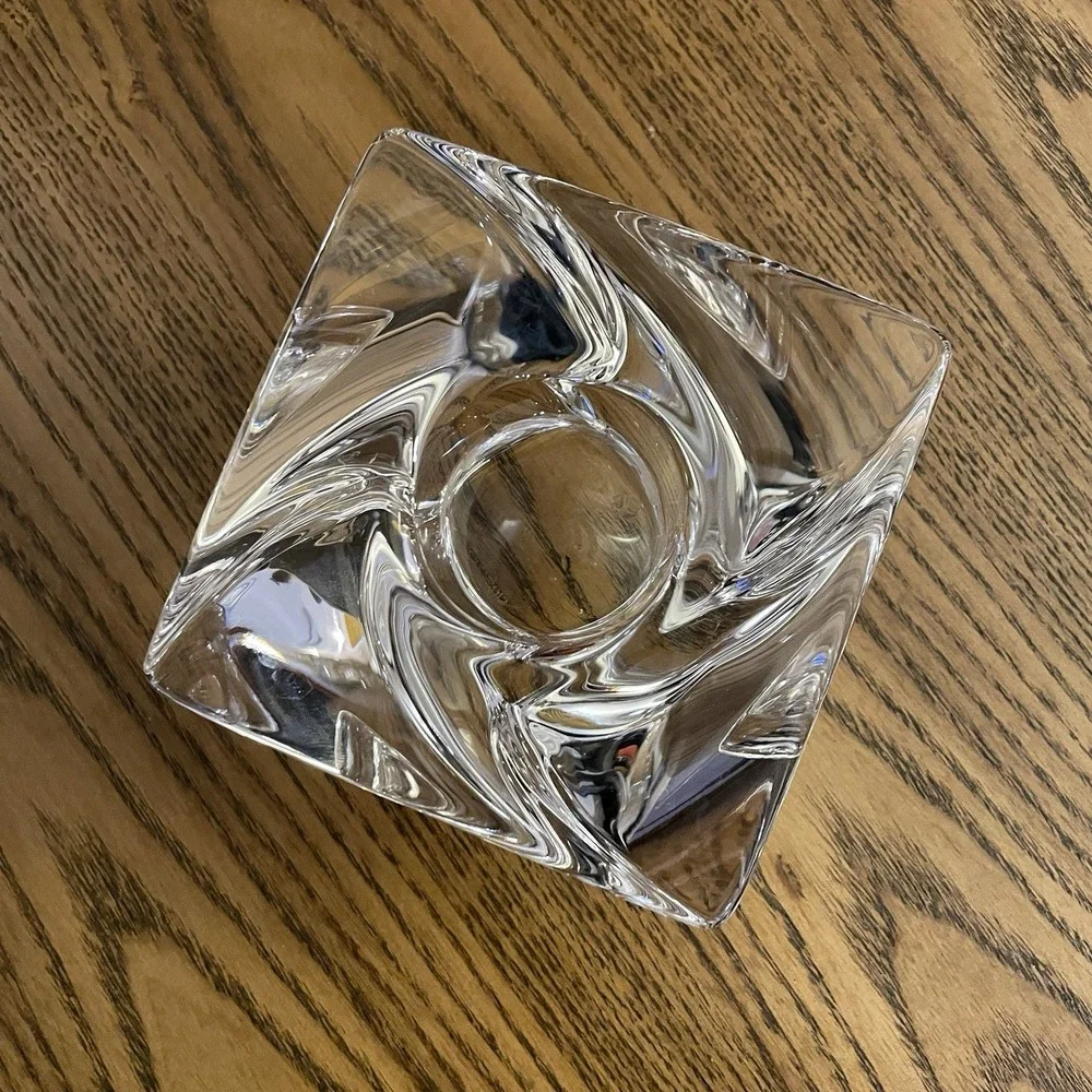 Chunky Tea Light‎ Candle Holder - Orrefors Tornado Jan Johansson Sweden